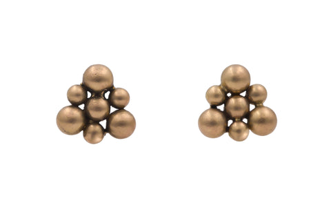 14k Yellow Gold Triangle Stud Earrings