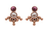 14k Rose Gold May Queen Stud Earrings with Moissanite and Tourmaline