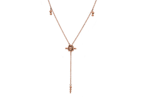 14k Rose Gold Granulation Y Necklace