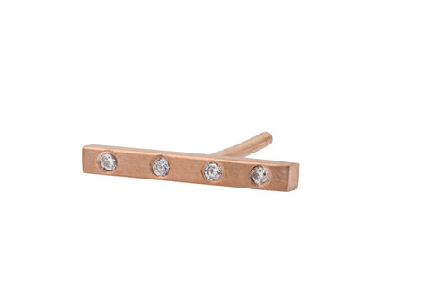 Diamond Bar Stud - Rose Gold