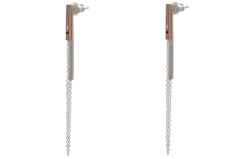 Chained Jacket Earrings - Rose Gold & Silver