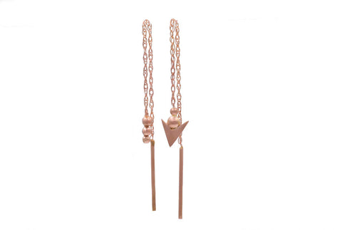 Rose Gold Ball & Arrow Threader Earrings