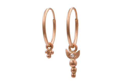 Rose Gold Diamond Crescent Endless Hoop Earrings