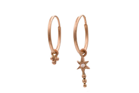 Rose Gold Diamond Starburst Endless Hoop Earrings