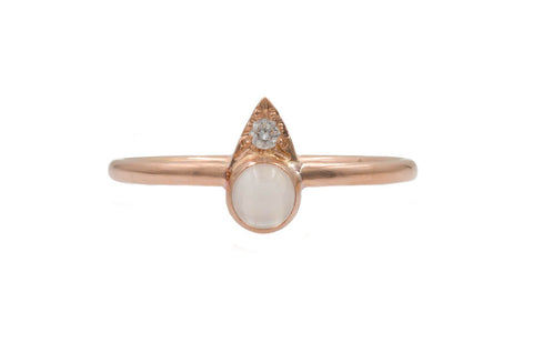 Diamond Moonstone Spade Ring