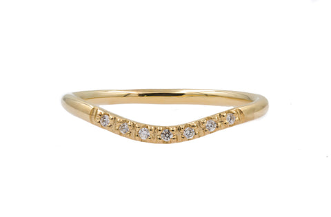 Gold Curved Pavé Diamond Band