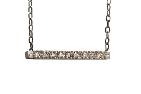 Gold Pavé Diamond Bar Necklace